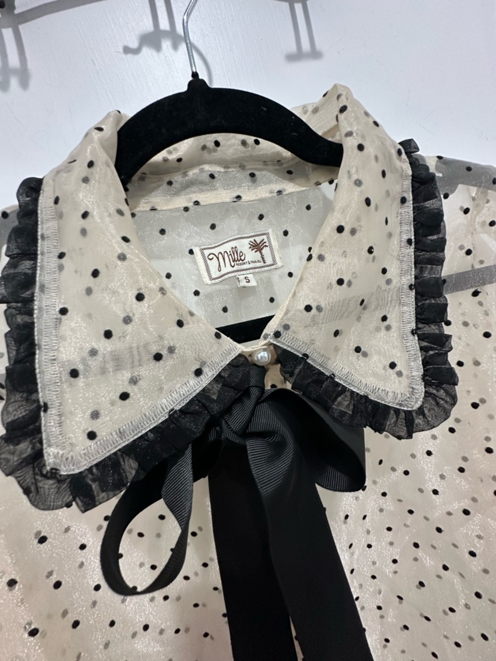 Mille Greta Sheer Tie Neck by Anthropologie Blouse SZ S - Picture 8 of 8
